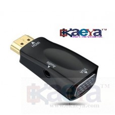 OkaeYa HDMI to VGA Converter with Audio Cable Male to Female for PC Laptop Tablet Support HDTV Adapter (Black and White)